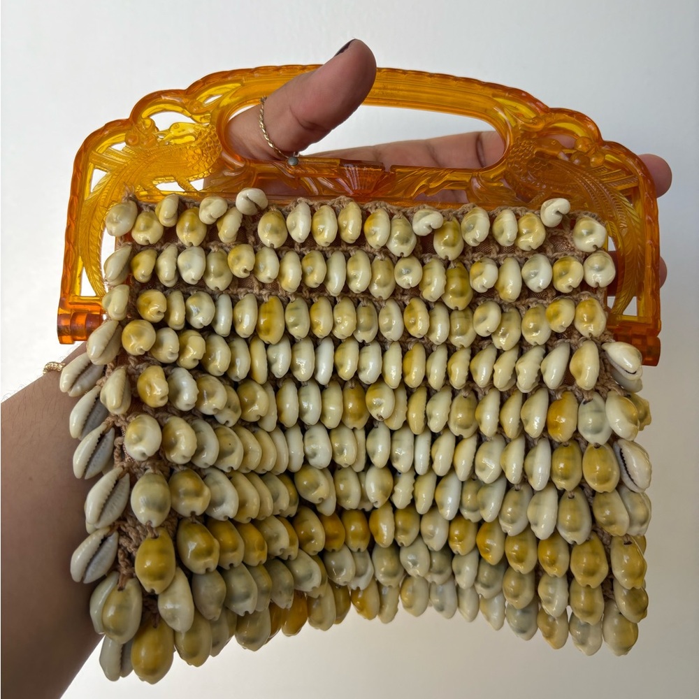 Vintage Amber Beaded Top-Handle Bag - Amber - Picture 2 of 4